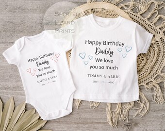 Gilet bébé joyeux anniversaire papa | Cadeau d'anniversaire de papa personnalisé pour bébé | -shirt pyjama Baby Grow | Tenue d'anniversaire de nouveau papa Royaume-Uni