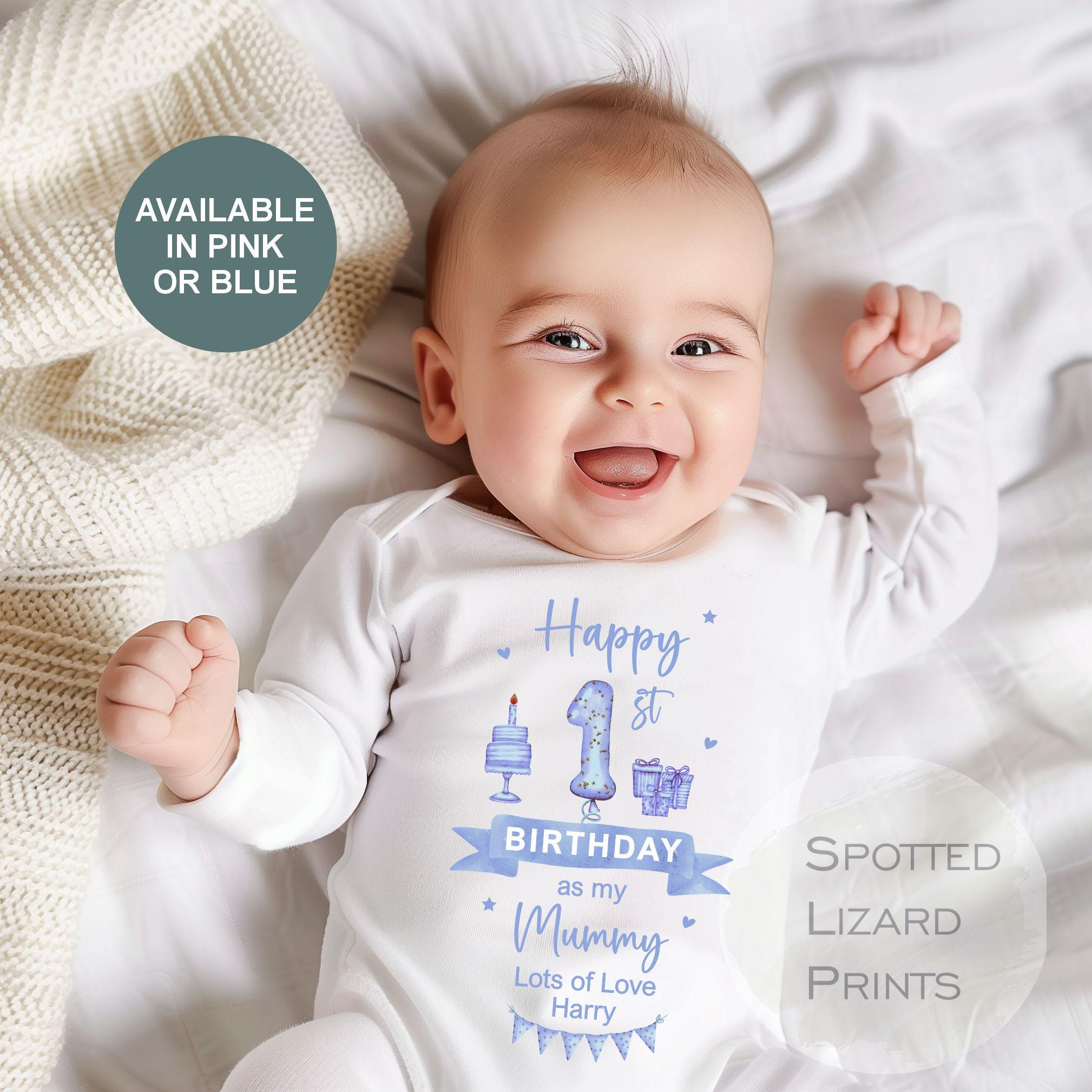 allaboutthebump Body per neonato con scritta Happy 1st Birthday as my