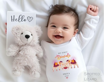 Personalised My First Diwali - Diwali Baby Vest or Sleepsuit - Happy Diwali Gift - My First Diwali Gift Babygrow , Diwali Sleepsuit