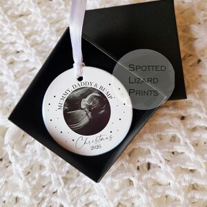 Personalised Bump First Christmas Bauble, Scan Photo Gift, Baby Announcement, Coming Soon, First Christmas Scan Christmas Ornament 2026