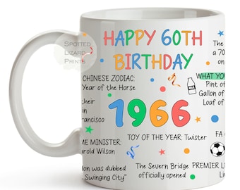 Born in 1966 Facts – Back in 1966 - 60th Birthday Mug – Unique Gift for 60th Birthday – 60 Keepsake Mug for Him, Her, Friend, Son, Daughter