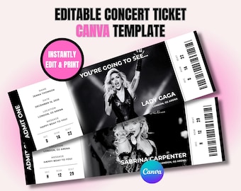 Concert Ticket Canva Editable Concert Ticket Template Editable Canva Surprise Concert Ticket Template Souvenir Concert Ticket Editable