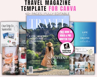 Travel Magazine Template Traveller Memory Book Travel Memories Photo Gifts Travel Magazine Gift (Canva Digital Download)