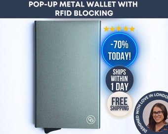 Pop Up Wallet, Metal Card Holder For Men and Women, Rfid Blocking Smart Wallet, Metal Pocket Wallet, Minimalist Wallet, Credit Card Holder