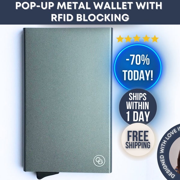 Pop Up Wallet, Metal Card Holder For Men and Women, Rfid Blocking Smart Wallet, Metal Pocket Wallet, Minimalist Wallet, Credit Card Holder