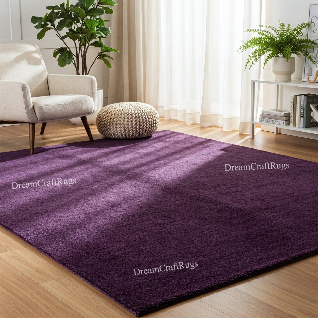Deep Violet Rug Hand Tufted Violet Wool Rug: Solid Color Area Rug - Etsy
