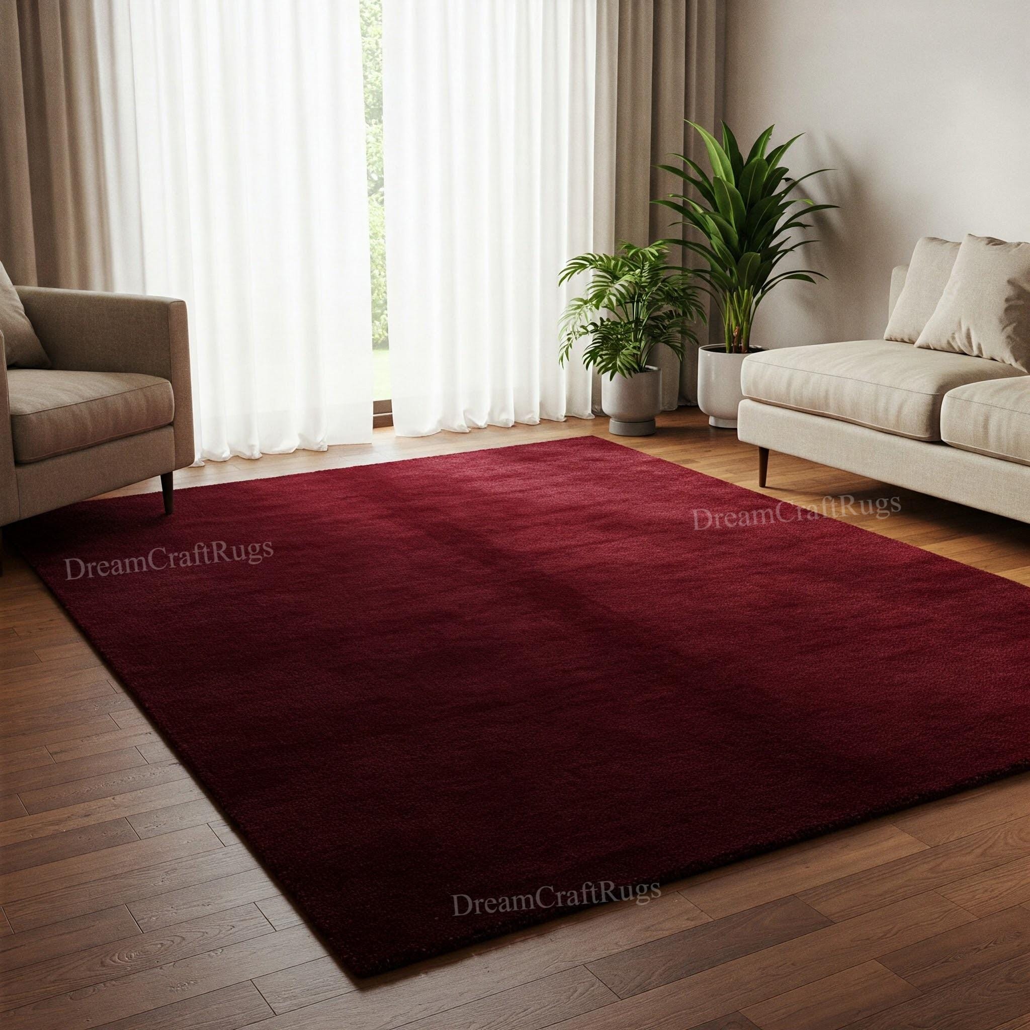 Grand Tapis Marocain Berbère Fait Main – Bordeaux Foncé, Laine 100% – 5,2 X 7,6 Pieds (The Modern Rug 2000, TMR-001)