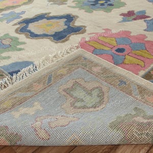 Hand-Knotted Wool Oushak Rug: 8x10 Living Room Area Rug