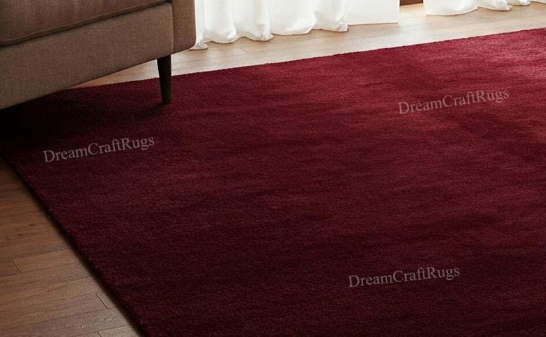 Deep Red Area Rug Hand-tufted Deep Red Wool Rug: Modern Living Room Carpet, Personalize ...