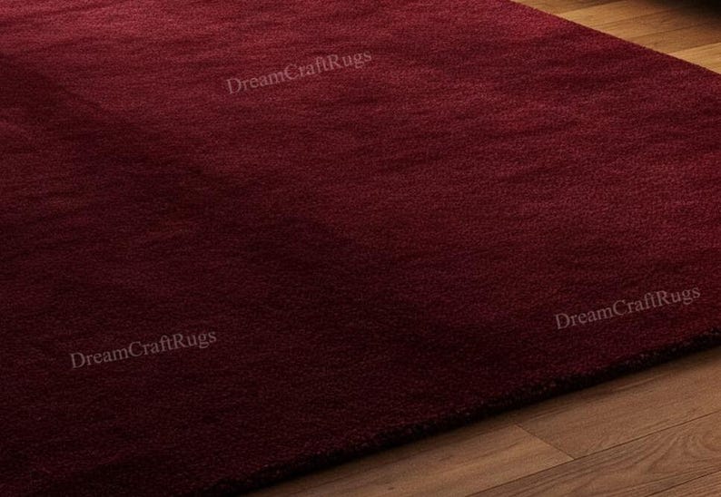 Hand-tufted Deep Red Wool Rug: Modern Living Room Carpet, Personalize ...