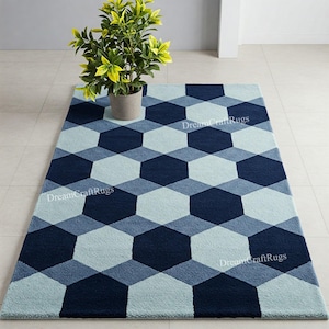 Modern Hand Tufted Blue/Sky blue, 100% Woolen Area Rug for Living Room, Bedroom, Dining Hall, Custom Rugs -Available in All Sizes 8*10 9*12