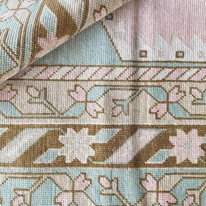 Hand-Knotted Wool Oushak Rug: Muted Pink Traditional Area Rug
