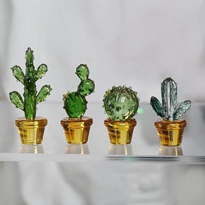 Cactus En Verre, Plantes En Pot De Verre Faites À La Main, Petit Cactus, Ornement De Plante, Décoration De Maison, Mini Succulentes En Verre, Art Sur Verre, Décoration De Plante De Cactus