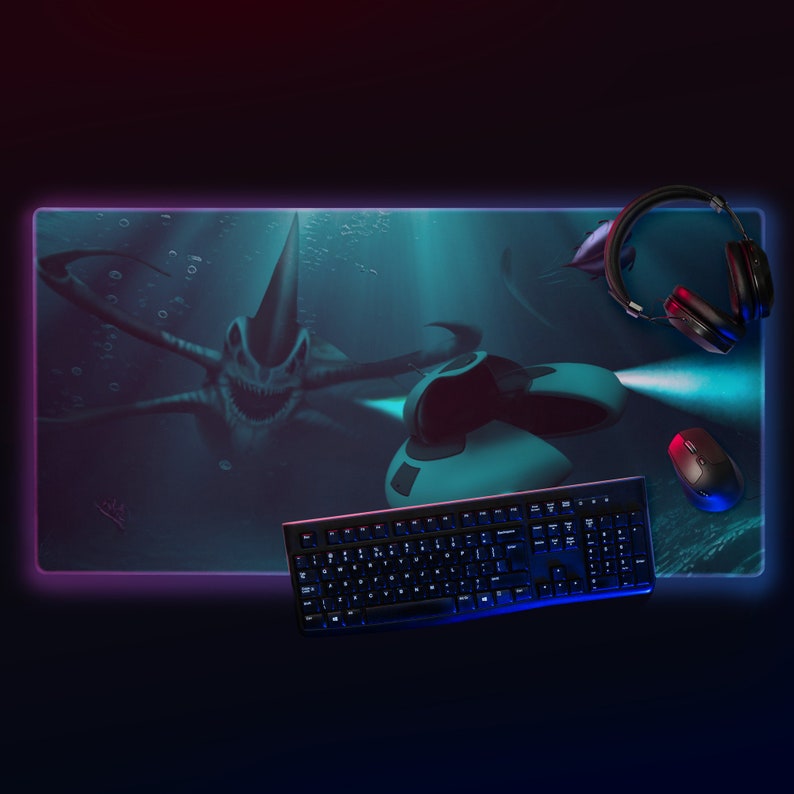 Subnautica Desk Mat, Gaming Mousepad, LED RGB Gaming Desk Pad, Four