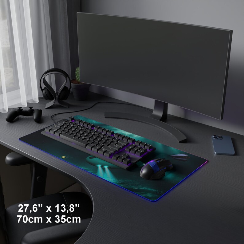 Subnautica Desk Mat, Gaming Mousepad, LED RGB Gaming Desk Pad, Four