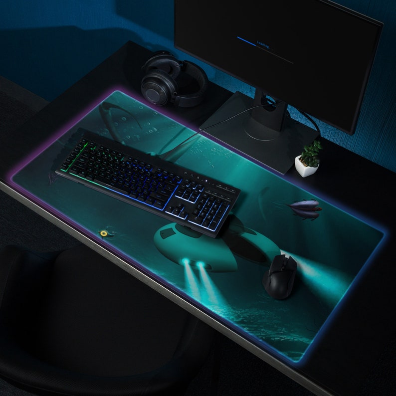 Subnautica Desk Mat, Gaming Mousepad, LED RGB Gaming Desk Pad, Four