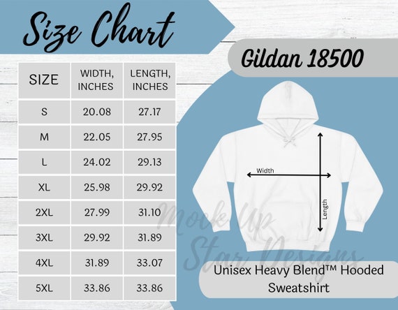 Gildan pullover hoodie size chart sales