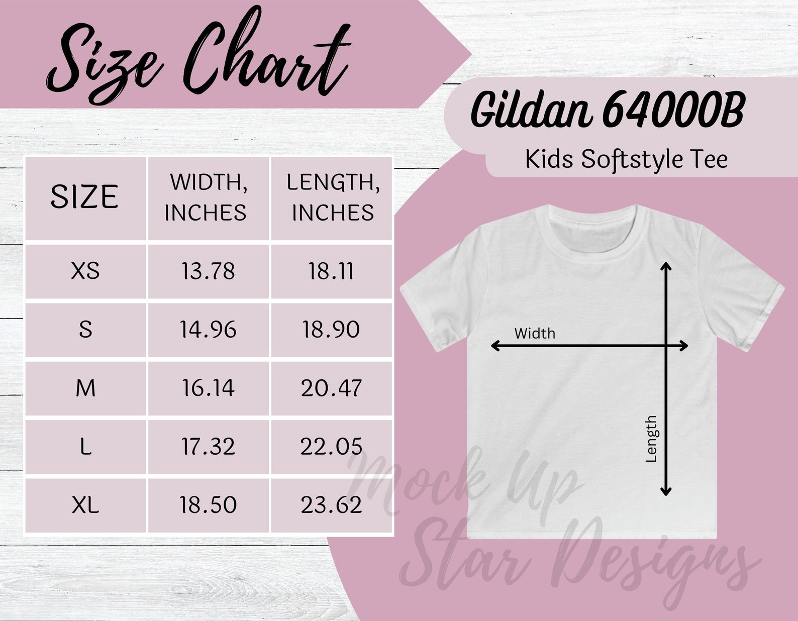 Gildan Kids Size Chart Mockup Bundle Gildan 5000B Size Chart, Gildan