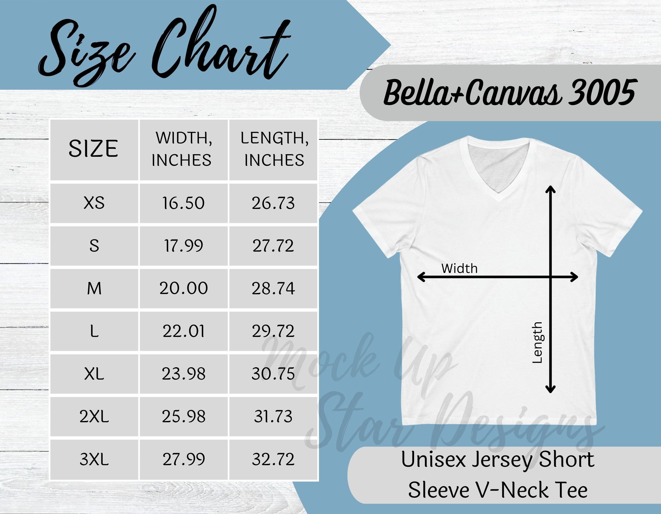 Bella Canvas 3005 Size Chart Bellacanvas 3005 V-neck Size Chart 3005 ...