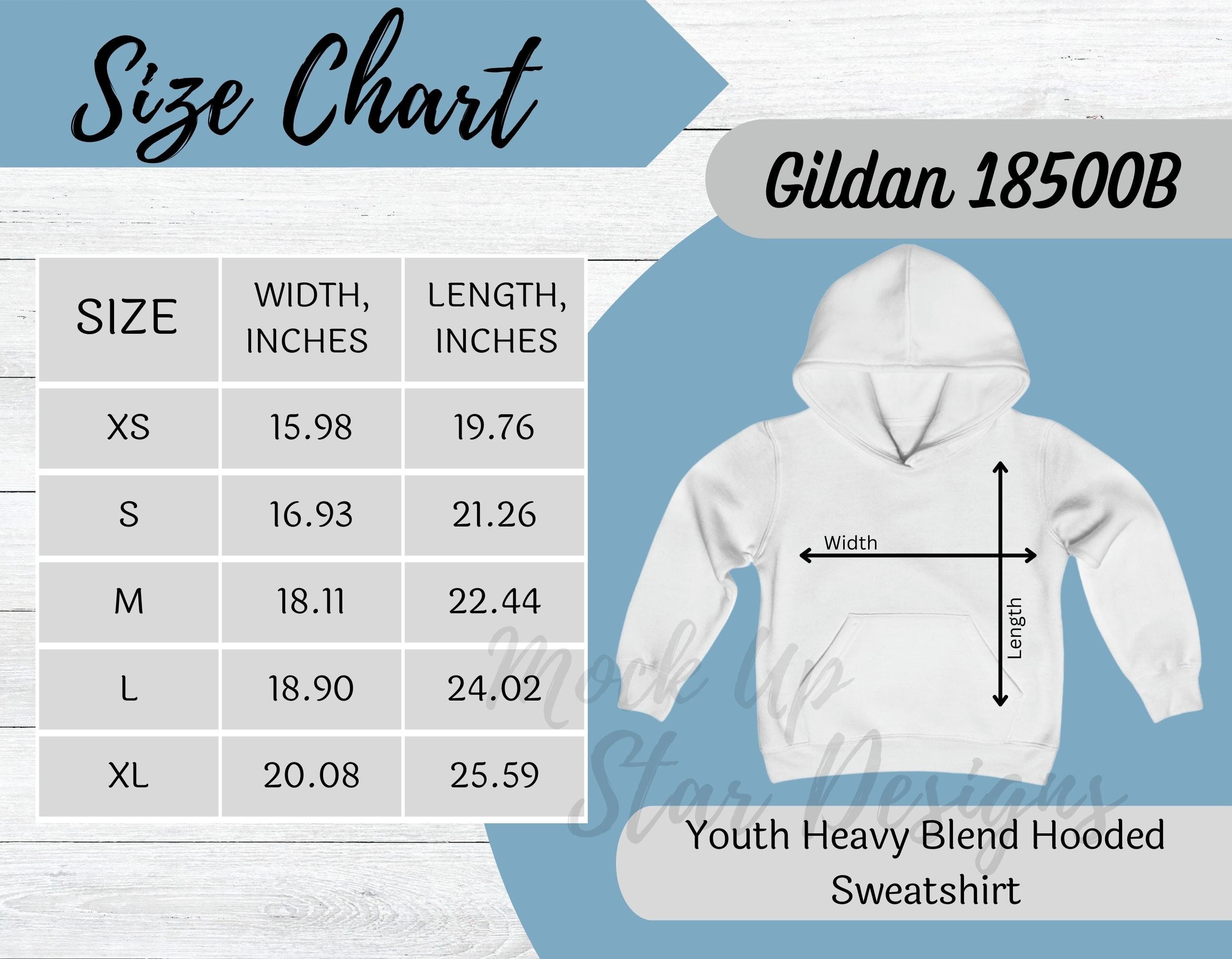 Gildan 18500B Size Chart Gildan Kids Hoodie Size Chart Youth Heavy ...