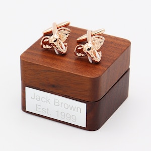 Personalised Rose Gold Elephant Cufflinks | Custom Engraved Gift for Special Occasions