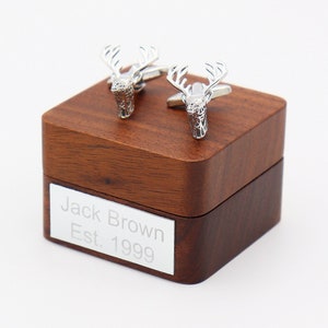 Personalised Geometric Stag Head Cufflinks | Custom Cuff Links Gift for Special Occasion | Personalise Your Own Cufflinks