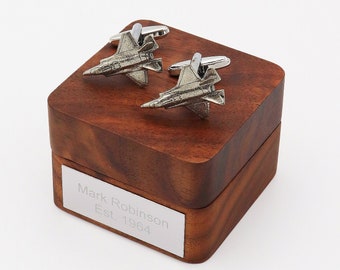 Personalised F35 Fighter Jet Cufflinks | Custom Cuff Links Gift for Special Occasion | Personalise Your Own Cufflinks