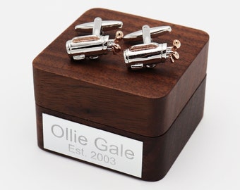 Gemelos personalizados de dos tonos para bolsa de golf / Set de regalo grabado para golfistas, bodas y aniversarios