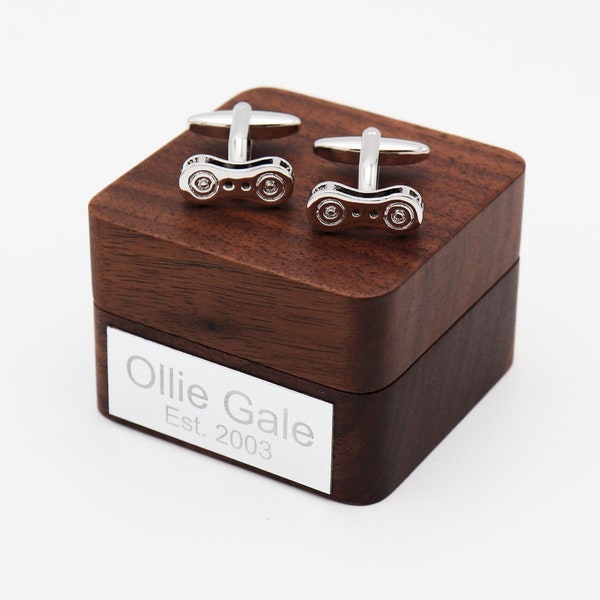 Personalised Bicycle Chain Link Cufflinks | Cycling Cufflinks Gift with Personalised Gift Box, Bike Themed Gift for Wedding/Anniversary
