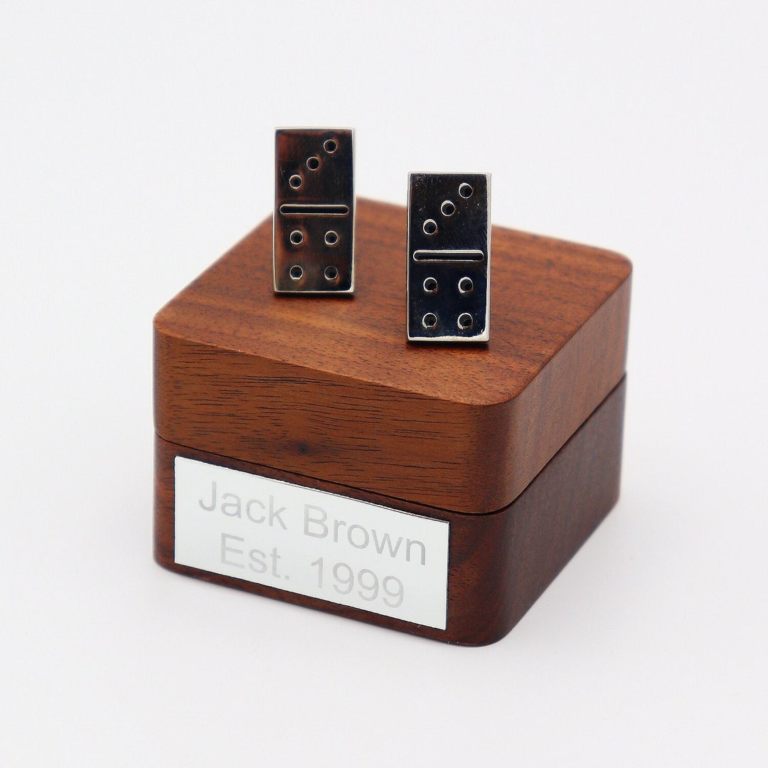 Personalised Domino Cufflinks | Custom Engraved Game Piece Accessory ...