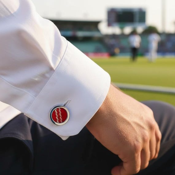 Manschettenknöpfe Herren – Rotes Cricket-Ziel Design, Kupfer, Nickelfrei, In Geschenkbox, Für Hochzeit & Geburtstag