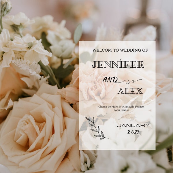 Wedding welcome cards, Wedding invitation template, Simple bridal party,  Invitation card, Instand dowland, Dijital discount, Customizable.