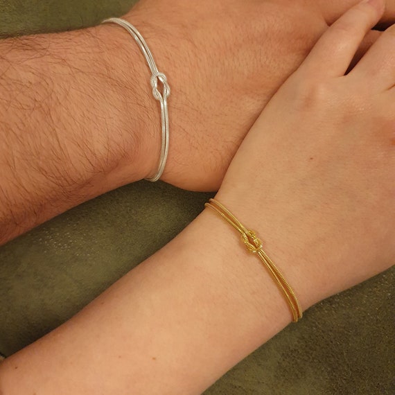 14K Gold Love Knot Bracelet, Couples Bracelet, Best Friend, 45% OFF