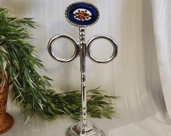 Silver-Tone Dual Ring Countertop Hand Towel Holder