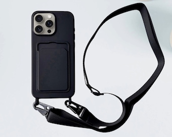 Crossbody Phone Case | Crossbody Phone Bag | Detachable Lanyard for iPhone 15 14 13 12 11 Pro Max | Liquid Silicone iPhone Case Wallet
