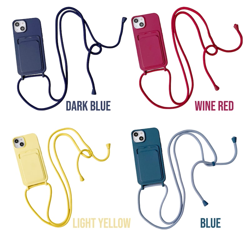 Crossbody Phone Case Crossbody Phone Bag Detachable Lanyard for iPhone 14 13 12 11 Pro Max Liquid Silicone iPhone Case image 3