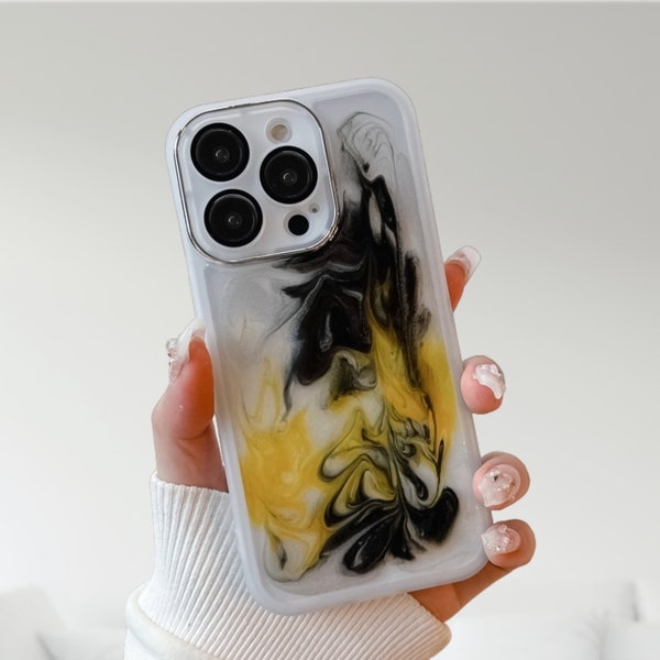 Oil Painting Phone Case for iPhone 14 13 12 Pro Max Models |  Electroplating TPU iPhone Cover