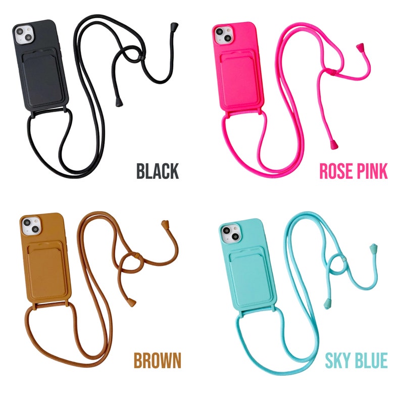 Crossbody Phone Case Crossbody Phone Bag Detachable Lanyard for iPhone 14 13 12 11 Pro Max Liquid Silicone iPhone Case image 6