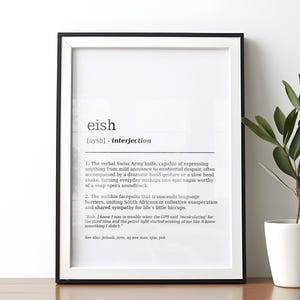 Grappige Eish-definitie Zuid-Afrikaanse definitie muurkunst Zuid-Afrikaanse muur kunst definitie afdrukken DIGITALE DOWNLOAD afdrukbare definitie kunst