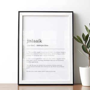 Lustiges Jislaaik-Wörterbuch Definition Südafrikanischer Slang Definition Druck minimalistisches Wandkunst druckbares Wanddekor digitaler Download