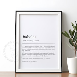 Babelas dictionary definition poster | South African slang meaning wall art print, Funny local expression decor, Digital download