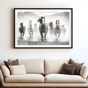 Wild mustang horses photograph horse photography print black and white photography wall decor animal wall art printable digital download