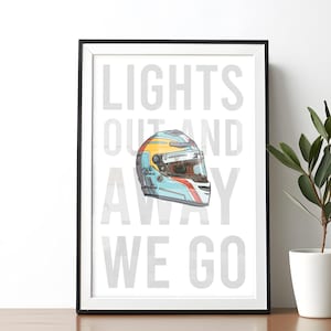 Lights out and away we go formula 1 printable wall art print F1 poster F1 cars F1 quote Drive to survive F1 art digital art digital download