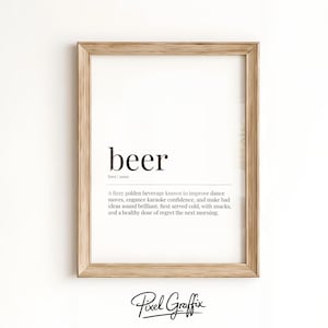 Funny beer dictionary definition poster printable DIGITAL DOWNLOAD home bar decor kitchen wall art minimalist dictionary print alcohol quote