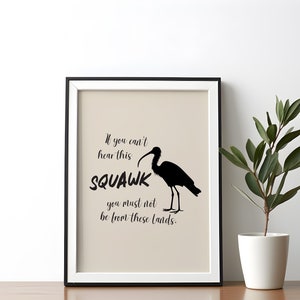 Póster de pájaro divertido, arte mural sudafricano, póster de Hadeda ibis, humor sudafricano, impresión sudafricana, descarga digital imprimible, impresión