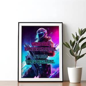 Neon gaming quote poster video game wall art gaming wall decor teen wall art gaming poster inspirational  gaming home decor digital download