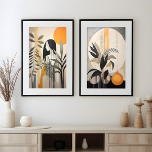 Boho print set of 2 boho wall art abstract art boho wall decor modern living room wall art boho printable wall art print digital download
