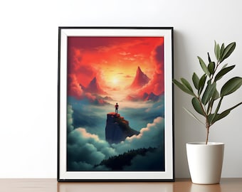 Sunset landscape wall art landscape poster nature wall art sunset wall art sunset print motivational home decor instant digital download