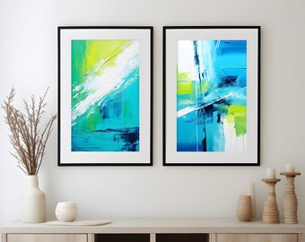 Set of 2 abstract wall art prints abstract painting printable abstract art colorful modern wall art modern abstract art digital download