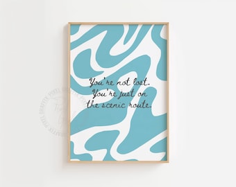 Blue and white abstract inspirational typography poster | Motivational quote wall art print, Positive mindset decor, Digital download